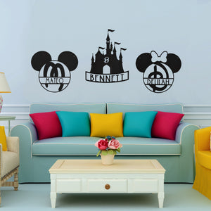 Rusted Orange Craftworks Co. Posters, Prints, & Visual Artwork [COL] Mouse Ears and Castle Monogram - Personalized Name Sign For Kids Room