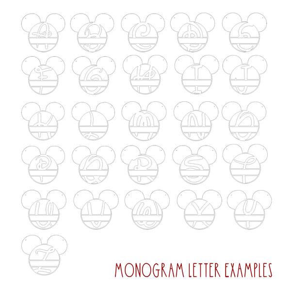 Rusted Orange Craftworks Co. Posters, Prints, & Visual Artwork [COL] Mouse Ears and Castle Monogram - Personalized Name Sign For Kids Room