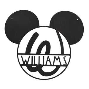 Rusted Orange Craftworks Co. Posters, Prints, & Visual Artwork [COL] Mouse Ears and Castle Monogram - Personalized Name Sign For Kids Room