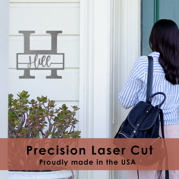 Rusted Orange Craftworks Co. Posters, Prints, & Visual Artwork [COL] Script Letter Monogram  - 2 Sizes -  Personalized Metal Family Monogram Last Name Sign