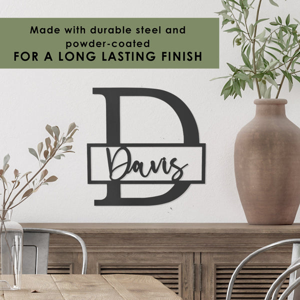 Rusted Orange Craftworks Co. Posters, Prints, & Visual Artwork [COL] Script Letter Monogram  - 2 Sizes -  Personalized Metal Family Monogram Last Name Sign