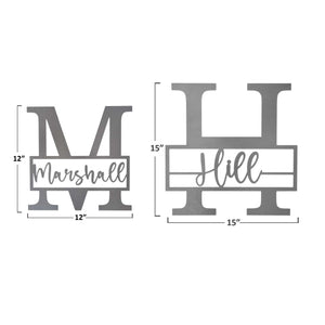 Rusted Orange Craftworks Co. Posters, Prints, & Visual Artwork [COL] Script Letter Monogram  - 2 Sizes -  Personalized Metal Family Monogram Last Name Sign