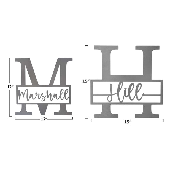 Rusted Orange Craftworks Co. Posters, Prints, & Visual Artwork [COL] Script Letter Monogram  - 2 Sizes -  Personalized Metal Family Monogram Last Name Sign