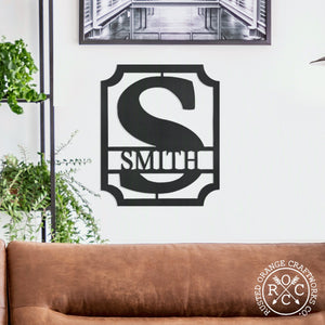 Rusted Orange Craftworks Co. Posters, Prints, & Visual Artwork Covington Monogram - Personalized Metal Family Last Name Sign for Home Decor