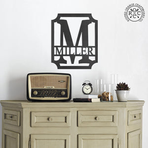 Rusted Orange Craftworks Co. Posters, Prints, & Visual Artwork Covington Monogram - Personalized Metal Family Last Name Sign for Home Decor