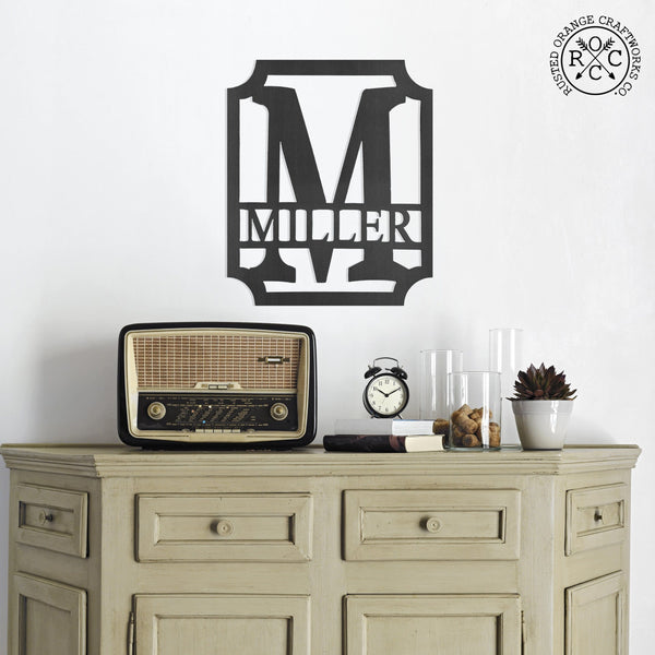 Rusted Orange Craftworks Co. Posters, Prints, & Visual Artwork Covington Monogram - Personalized Metal Family Last Name Sign for Home Decor