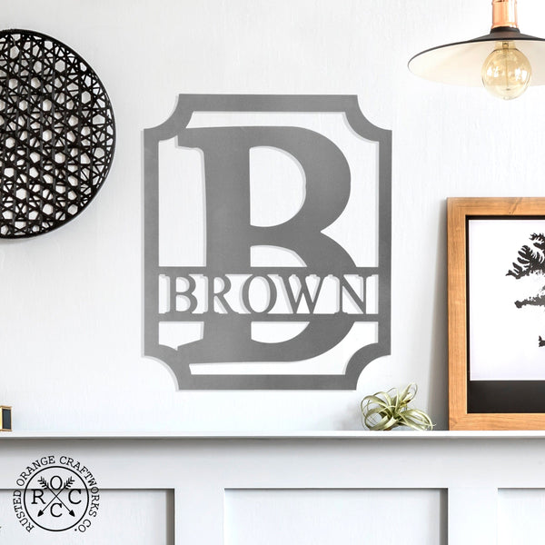 Rusted Orange Craftworks Co. Posters, Prints, & Visual Artwork Covington Monogram - Personalized Metal Family Last Name Sign for Home Decor