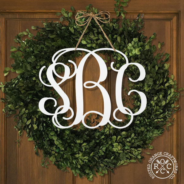 Rusted Orange Craftworks Co. Posters, Prints, & Visual Artwork Fancy 3 Letter Monogram - 2 Sizes - Metal Wall Decor Family Monogram