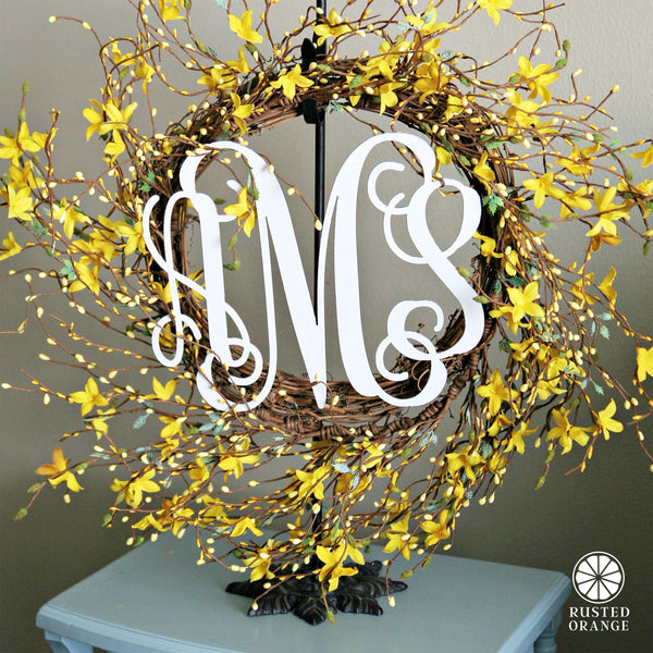 Rusted Orange Craftworks Co. Posters, Prints, & Visual Artwork Fancy 3 Letter Monogram - 2 Sizes - Metal Wall Decor Family Monogram