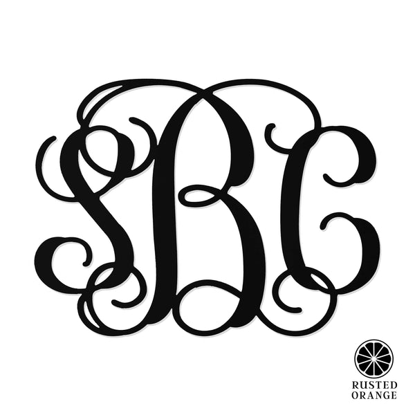 Rusted Orange Craftworks Co. Posters, Prints, & Visual Artwork Fancy 3 Letter Monogram - 2 Sizes - Metal Wall Decor Family Monogram