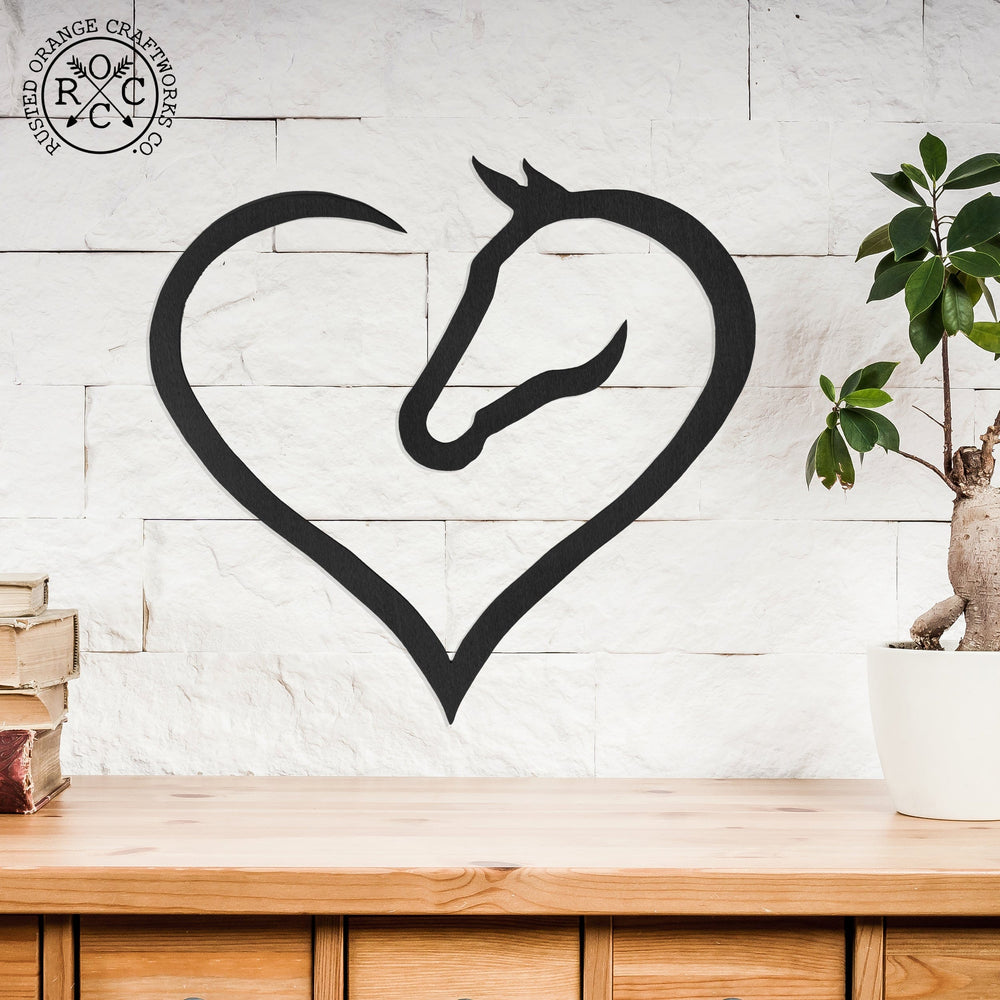 Rusted Orange Craftworks Co. Posters, Prints, & Visual Artwork Horse Heart Silhouette - 4 Sizes - Cowgirl Room Horse Wall Decor