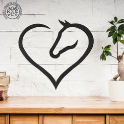 Rusted Orange Craftworks Co. Posters, Prints, & Visual Artwork Horse Heart Silhouette - 4 Sizes - Cowgirl Room Horse Wall Decor