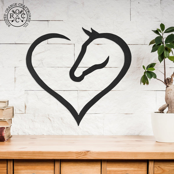 Rusted Orange Craftworks Co. Posters, Prints, & Visual Artwork Horse Heart Silhouette - 4 Sizes - Cowgirl Room Horse Wall Decor