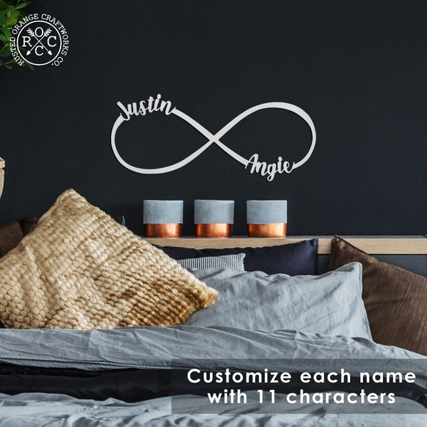 Rusted Orange Craftworks Co. Posters, Prints, & Visual Artwork Infinity Sign- bedroom wall decor for couples, anniversary and wedding, eternity symbol