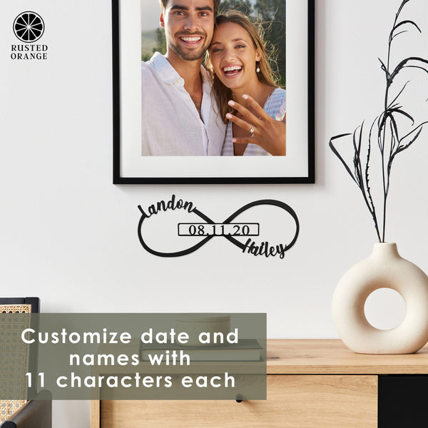 Rusted Orange Craftworks Co. Posters, Prints, & Visual Artwork Infinity Sign- bedroom wall decor for couples, anniversary and wedding, eternity symbol
