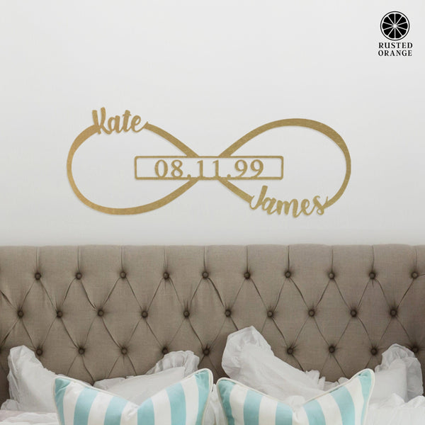 Rusted Orange Craftworks Co. Posters, Prints, & Visual Artwork Infinity Sign- bedroom wall decor for couples, anniversary and wedding, eternity symbol