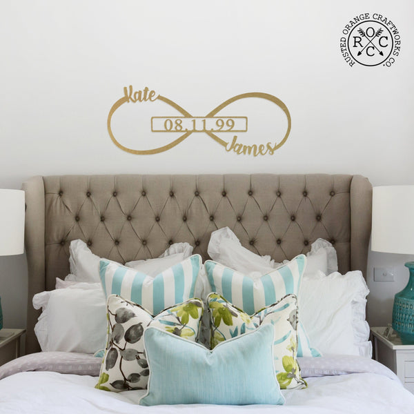 Rusted Orange Craftworks Co. Posters, Prints, & Visual Artwork Infinity Sign- bedroom wall decor for couples, anniversary and wedding, eternity symbol