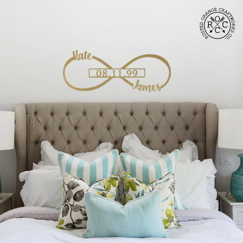 Rusted Orange Craftworks Co. Posters, Prints, & Visual Artwork Infinity Sign- bedroom wall decor for couples, anniversary and wedding, eternity symbol