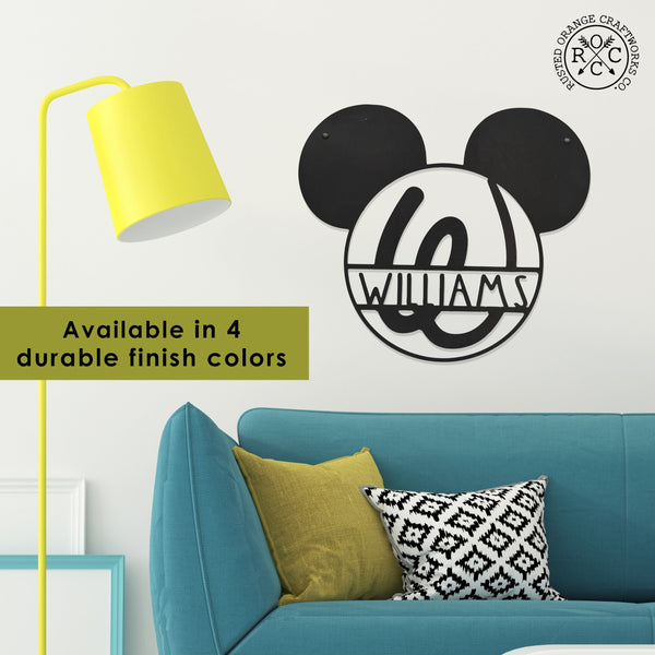 Rusted Orange Craftworks Co. Posters, Prints, & Visual Artwork Mouse Ears Monogram - 15" - Personalized Name Sign For Kids Room