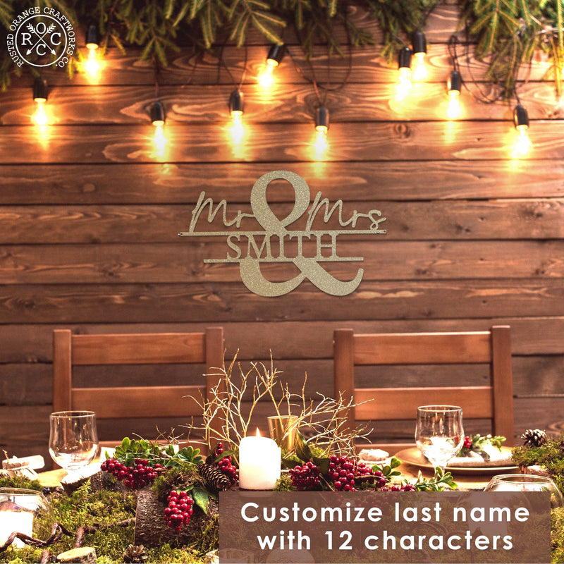 Rusted Orange Craftworks Co. Religious & Ceremonial Mr and Mrs Personalized Name Sign - Couple Gifts Wall Decor For Bedroom