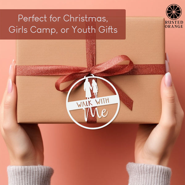 Rusted Orange Craftworks Co. Religious & Ceremonial Walk With Me Youth Collection – Gifts for Young Women & Young Men | Keychains, Tabletop Signs, Ornaments, or Wall Décor | Christian Youth Group Gifts