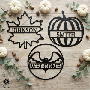 Rusted Orange Craftworks Co. Seasonal & Holiday Decorations Autumn Leaves and Pumpkin Please Collection - Halloween Wall Decor