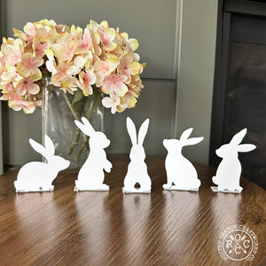 Rusted Orange Craftworks Co. Seasonal & Holiday Decorations Bunny Poses Mini Silhouette Set - Adorable Stand-Up Bunny Set – Perfect for Easter & Spring!