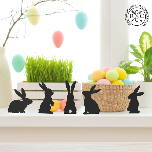 Rusted Orange Craftworks Co. Seasonal & Holiday Decorations Bunny Poses Mini Silhouette Set - Adorable Stand-Up Bunny Set – Perfect for Easter & Spring!