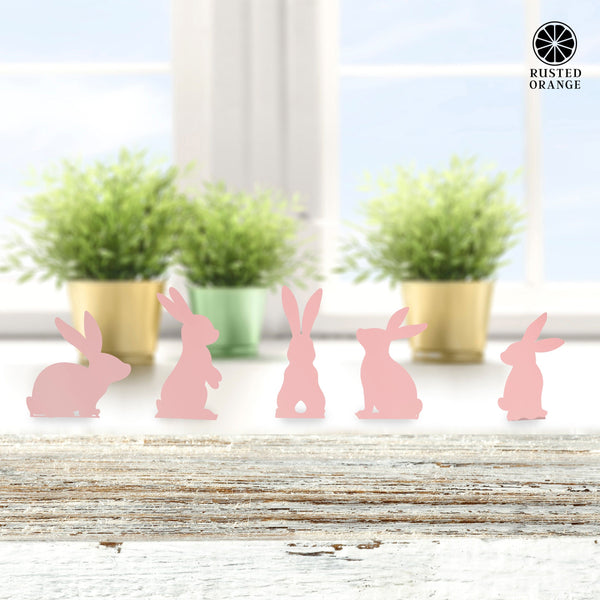 Rusted Orange Craftworks Co. Seasonal & Holiday Decorations Bunny Poses Mini Silhouette Set - Adorable Stand-Up Bunny Set – Perfect for Easter & Spring!