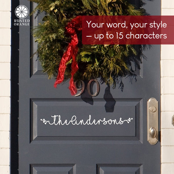 Rusted Orange Craftworks Co. Seasonal & Holiday Decorations Custom Holiday Script Sign – Personalized Metal Word Sign with Holly or Berry Ends – 18"–36"