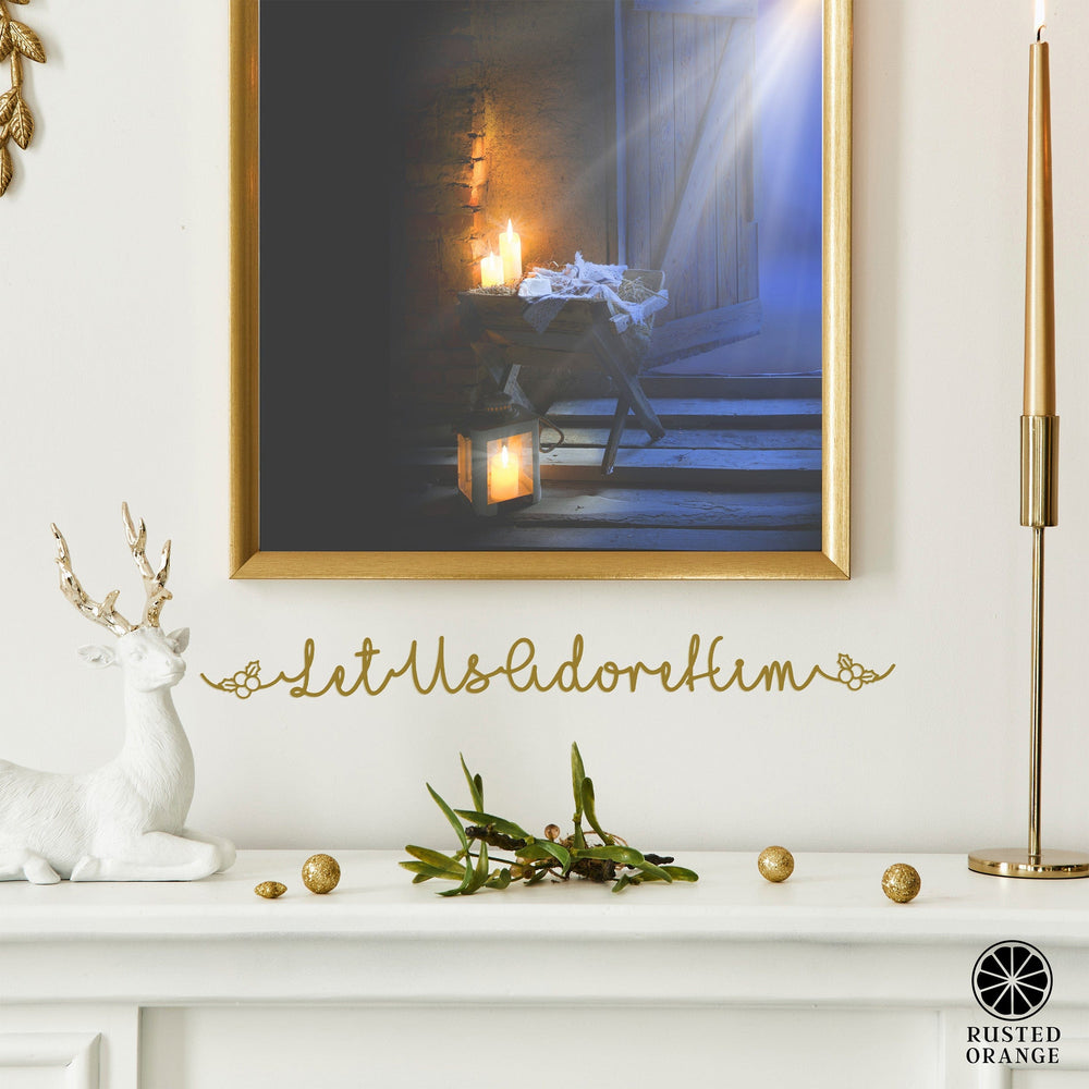 Rusted Orange Craftworks Co. Seasonal & Holiday Decorations Custom Holiday Script Sign – Personalized Metal Word Sign with Holly or Berry Ends – 18"–36"