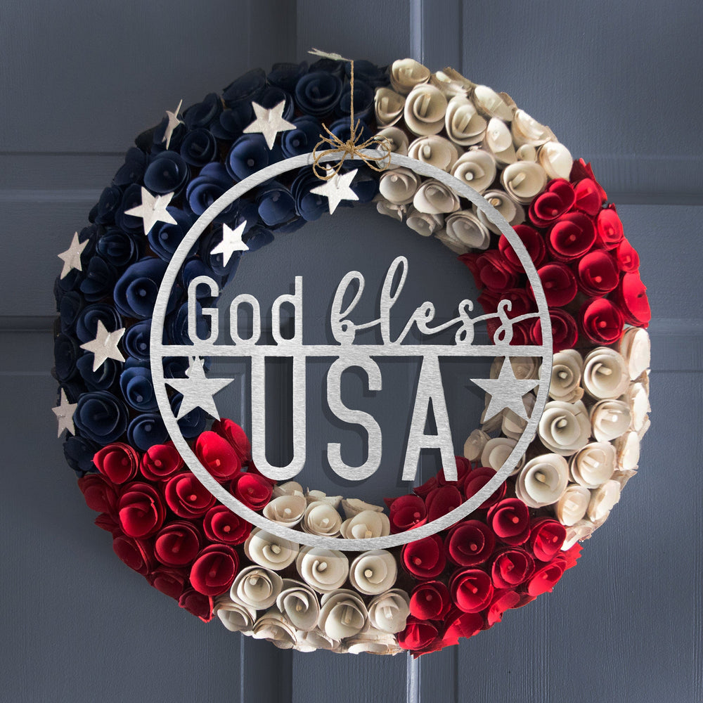 Rusted Orange Craftworks Co. Seasonal & Holiday Decorations Decor Steals - Minimalist Summer Greetings - Patriotic or Summer Metal Sign for Front Door Wreath