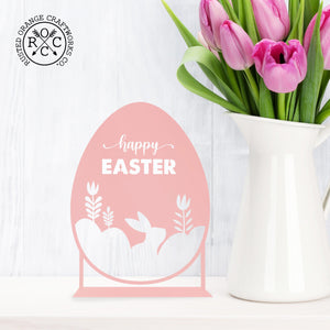 Rusted Orange Craftworks Co. Seasonal & Holiday Decorations Happy Easter Egg Silhouette – Metal Bunny & Tulip Cutout Decoration