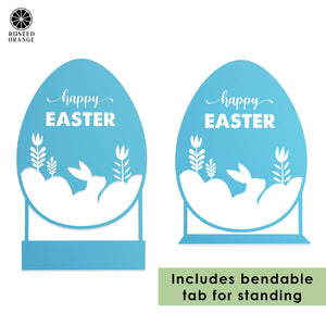 Rusted Orange Craftworks Co. Seasonal & Holiday Decorations Happy Easter Egg Silhouette – Metal Bunny & Tulip Cutout Decoration