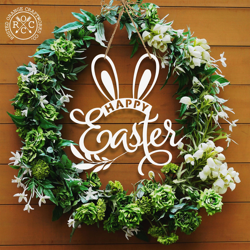 Rusted Orange Craftworks Co. Seasonal & Holiday Decorations Happy Easter Wreath Bunny Ears