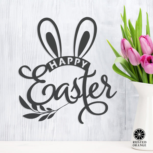 Rusted Orange Craftworks Co. Seasonal & Holiday Decorations Happy Easter Wreath Bunny Ears