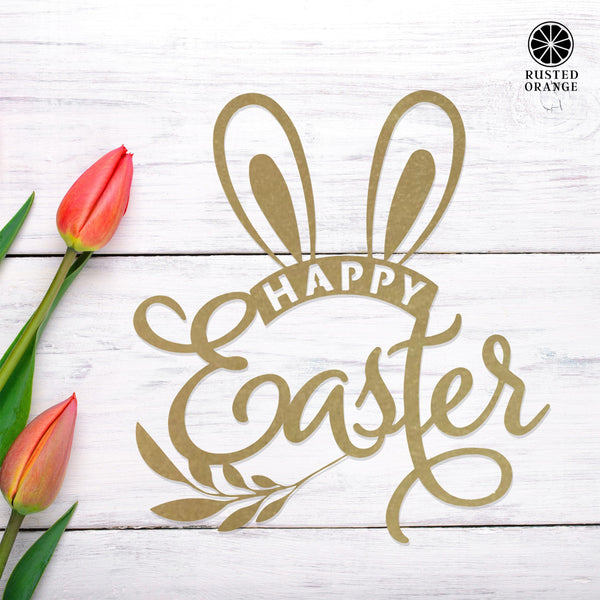 Rusted Orange Craftworks Co. Seasonal & Holiday Decorations Happy Easter Wreath Bunny Ears