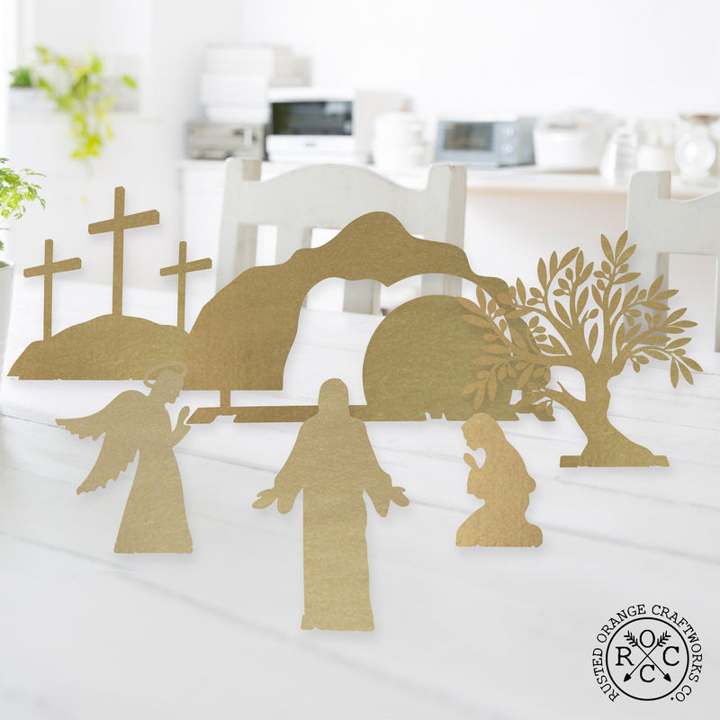 Rusted Orange Craftworks Co. Seasonal & Holiday Decorations Holy Week Easter Advent - A Simple Family Tradition - Christian Easter Resurrection Scene Set