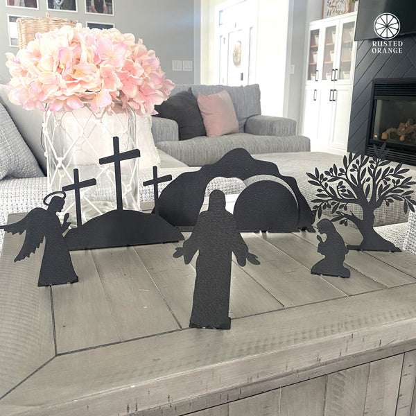 Rusted Orange Craftworks Co. Seasonal & Holiday Decorations Holy Week Easter Advent - A Simple Family Tradition - Christian Easter Resurrection Scene Set