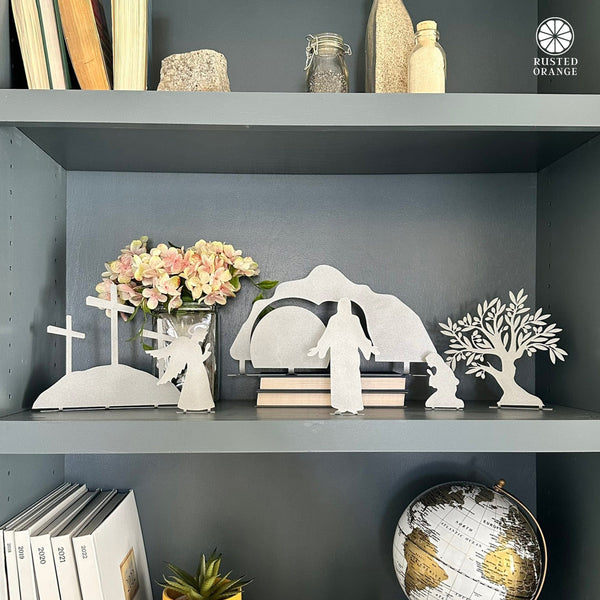 Rusted Orange Craftworks Co. Seasonal & Holiday Decorations Holy Week Easter Advent - A Simple Family Tradition - Christian Easter Resurrection Scene Set