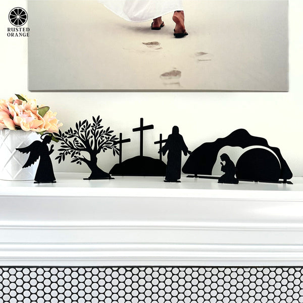 Rusted Orange Craftworks Co. Seasonal & Holiday Decorations Holy Week Easter Advent - A Simple Family Tradition - Christian Easter Resurrection Scene Set