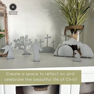 Rusted Orange Craftworks Co. Seasonal & Holiday Decorations Holy Week Easter Advent - A Simple Family Tradition - Christian Easter Resurrection Scene Set