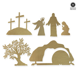 Rusted Orange Craftworks Co. Seasonal & Holiday Decorations Holy Week Easter Advent - A Simple Family Tradition - Christian Easter Resurrection Scene Set