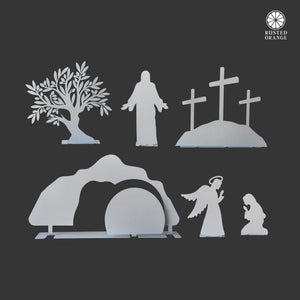 Rusted Orange Craftworks Co. Seasonal & Holiday Decorations Holy Week Easter Advent - A Simple Family Tradition - Christian Easter Resurrection Scene Set