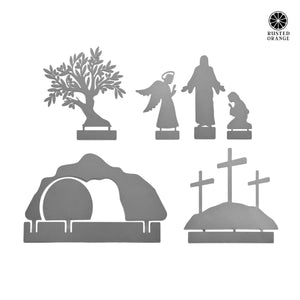 Rusted Orange Craftworks Co. Seasonal & Holiday Decorations Holy Week Easter Advent - A Simple Family Tradition - Christian Easter Resurrection Scene Set