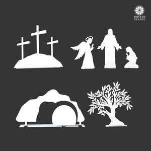 Rusted Orange Craftworks Co. Seasonal & Holiday Decorations Holy Week Easter Advent - A Simple Family Tradition - Christian Easter Resurrection Scene Set