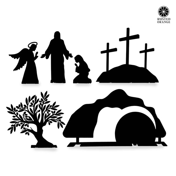 Rusted Orange Craftworks Co. Seasonal & Holiday Decorations Holy Week Easter Advent - A Simple Family Tradition - Christian Easter Resurrection Scene Set