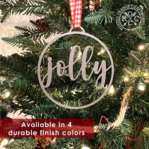 Rusted Orange Craftworks Co. Seasonal & Holiday Decorations Jolly Christmas Ornaments - 5 pack - Metal Christmas Tree Ornaments