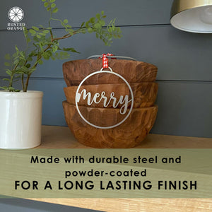 Rusted Orange Craftworks Co. Seasonal & Holiday Decorations Jolly Christmas Ornaments - 5 pack - Metal Christmas Tree Ornaments