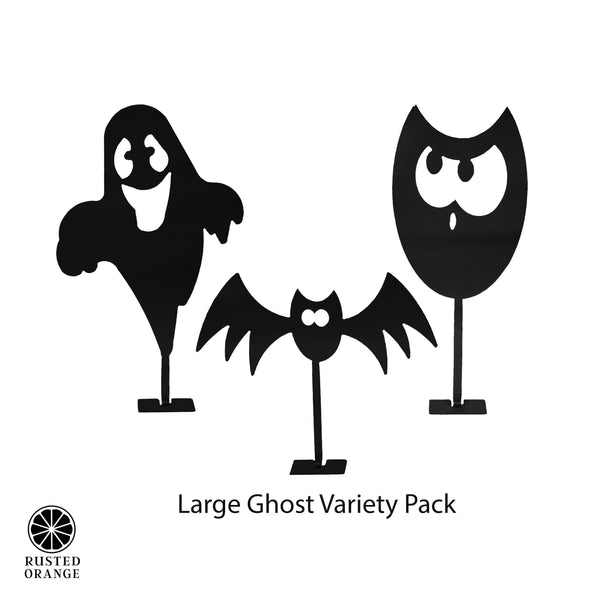 Rusted Orange Craftworks Co. Seasonal & Holiday Decorations Large Ghost Variety Pack / Raw Steel (can rust) Special Offer Stand Up Halloween Figures - Tabletop Halloween Variety Decor for Home